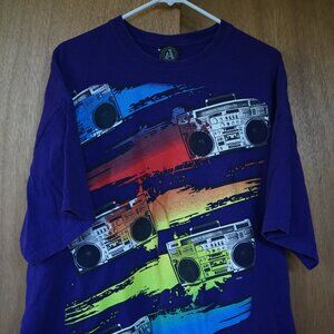 Vintage Retro Tension Disorder Boomboxes Men's 2XL Purple T-Shirt RN# 93846
